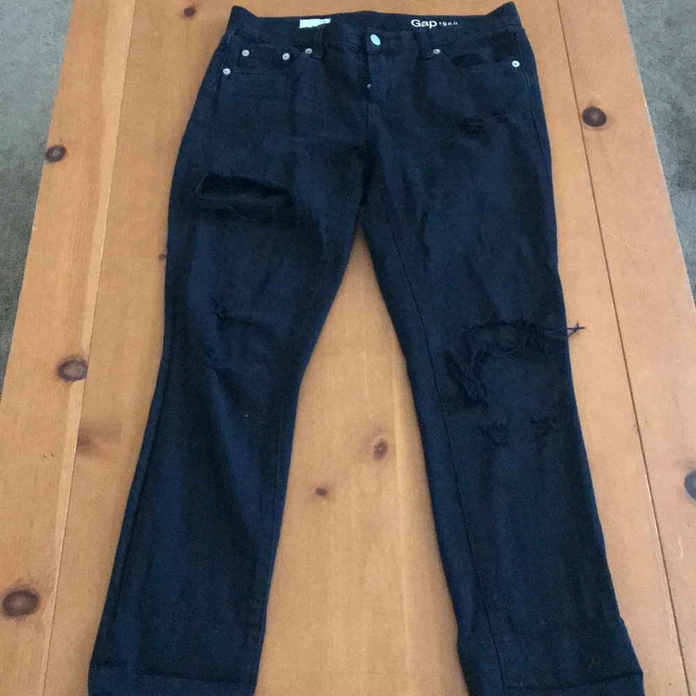 Gap Distressed Black Girlfriend Jeans